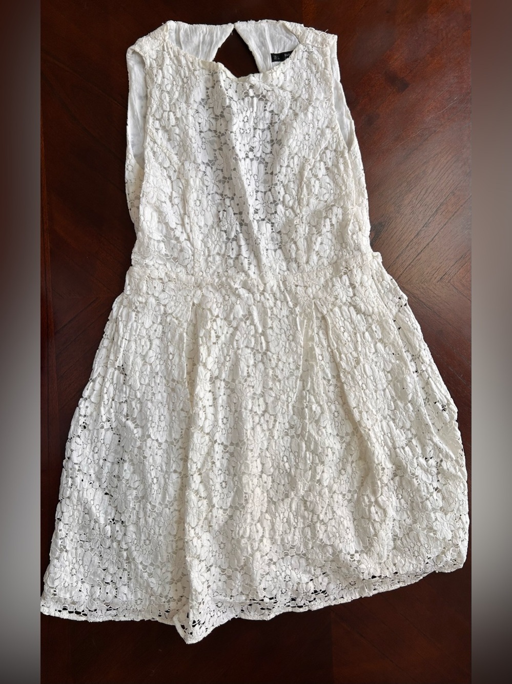 Zara cream Lace Backless A-Line Dress size L - Picture 2 of 9